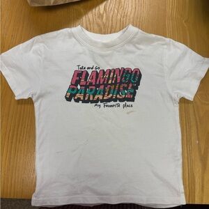 Zara Flamingo Paradise Kids White T-Shirt